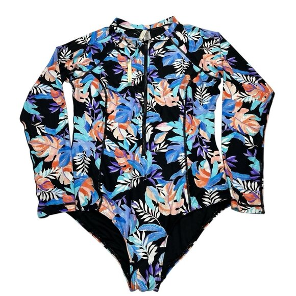 Sea Level Swimsuit Womens US 10 Cabana Long Sleeve‎ One Piece Tropical Resort - Picture 1 of 6